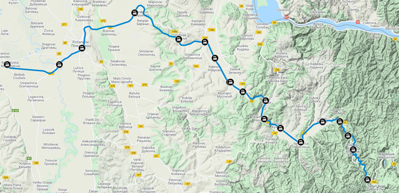 Mapa pruge Mala Krsna - Majdanpek